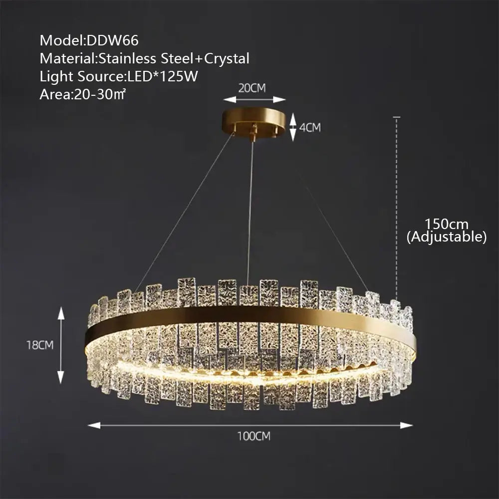 Modern gold & black crystal led chandelier dining room pendant light