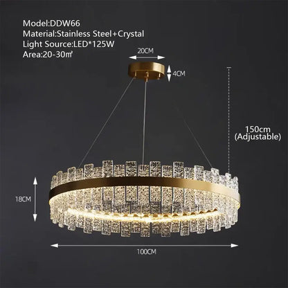 Modern gold & black crystal led chandelier dining room pendant light