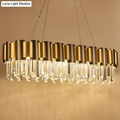 Modern gold & black crystal rod hanging lamp dining room chandelier
