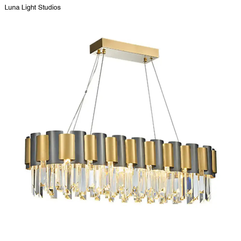 Modern gold & black crystal rod hanging lamp dining room chandelier