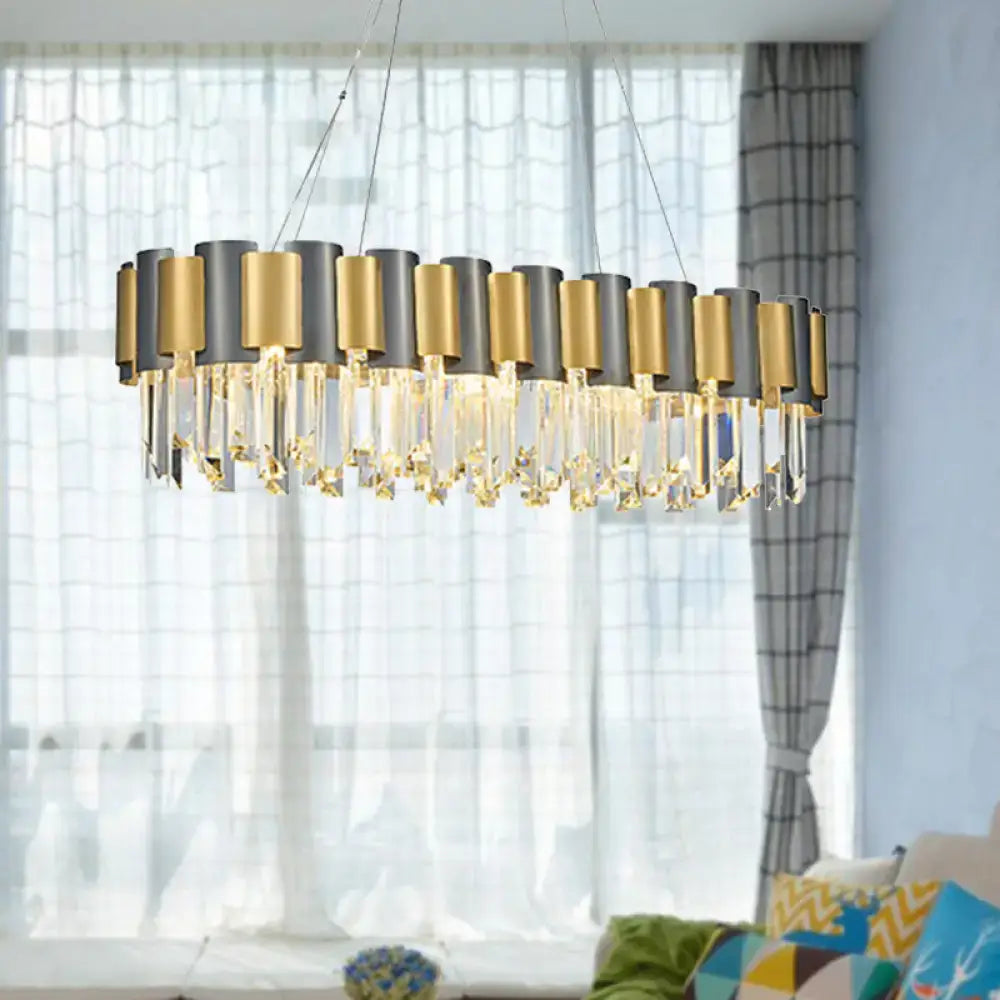 Modern gold & black crystal rod hanging lamp dining room chandelier