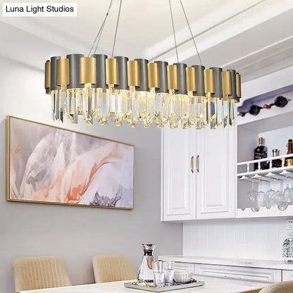 Modern gold & black crystal rod hanging lamp dining room chandelier