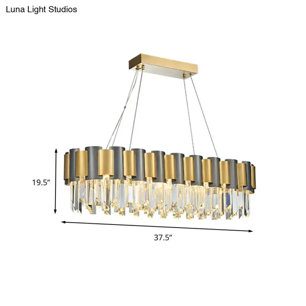 Modern gold & black crystal rod hanging lamp dining room chandelier