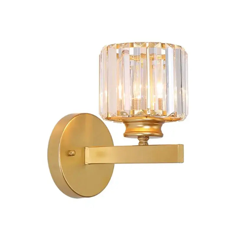 Modern gold & black crystal sconce light bedroom wall fixture