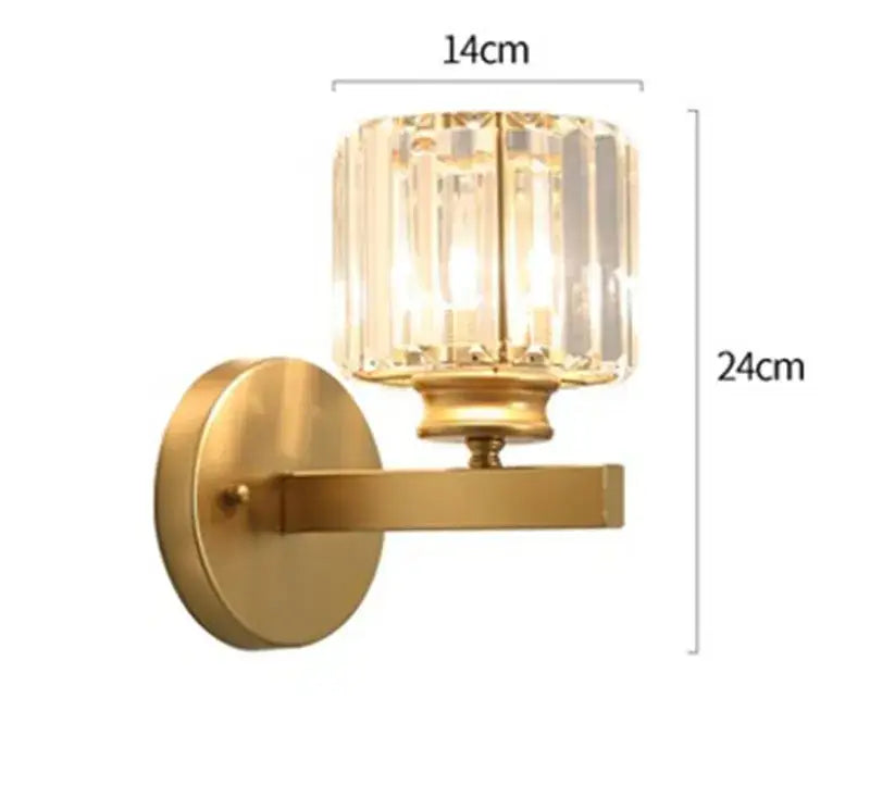 Modern gold & black crystal sconce light bedroom wall fixture