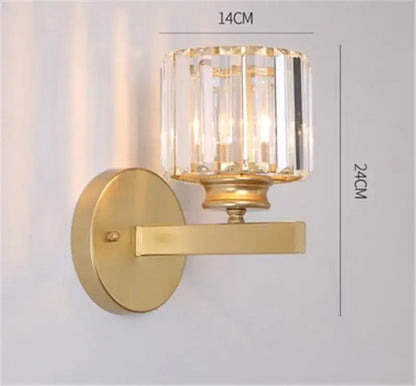 Modern gold & black crystal sconce light bedroom wall fixture