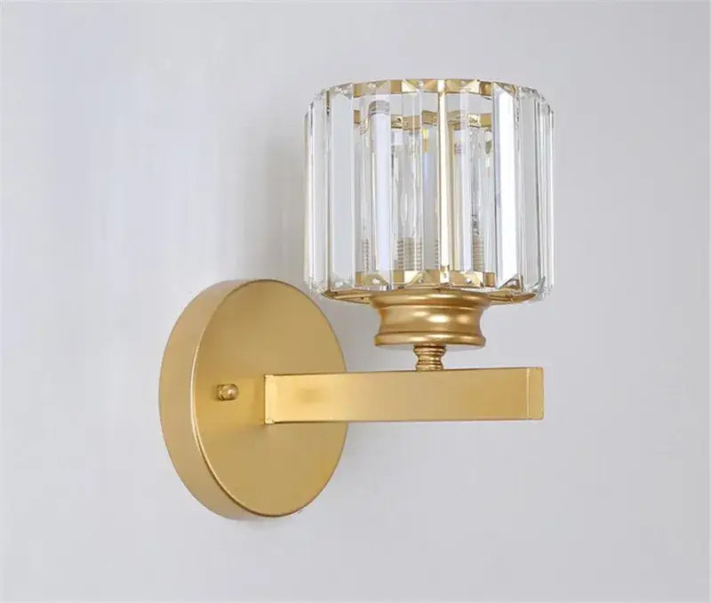 Modern gold & black crystal sconce light bedroom wall fixture