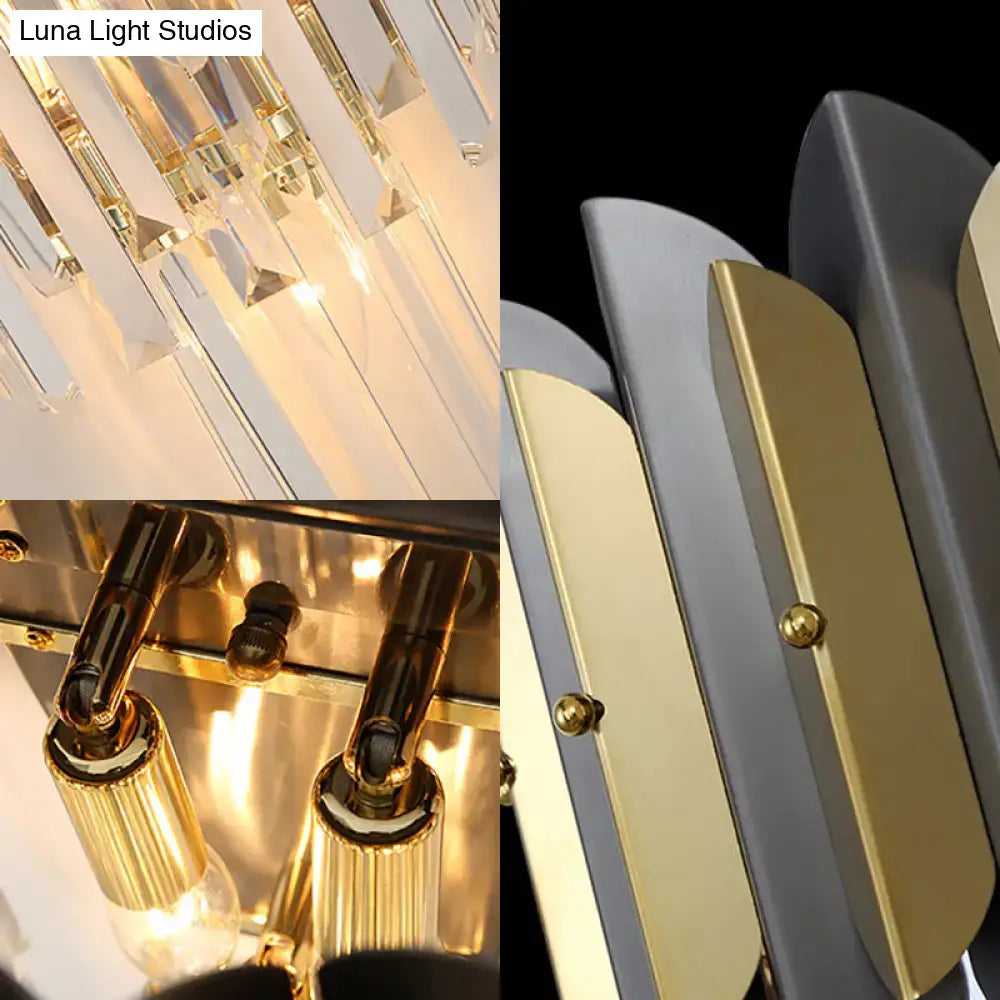 Modern gold & black crystal sconce light fixture bedroom wall light