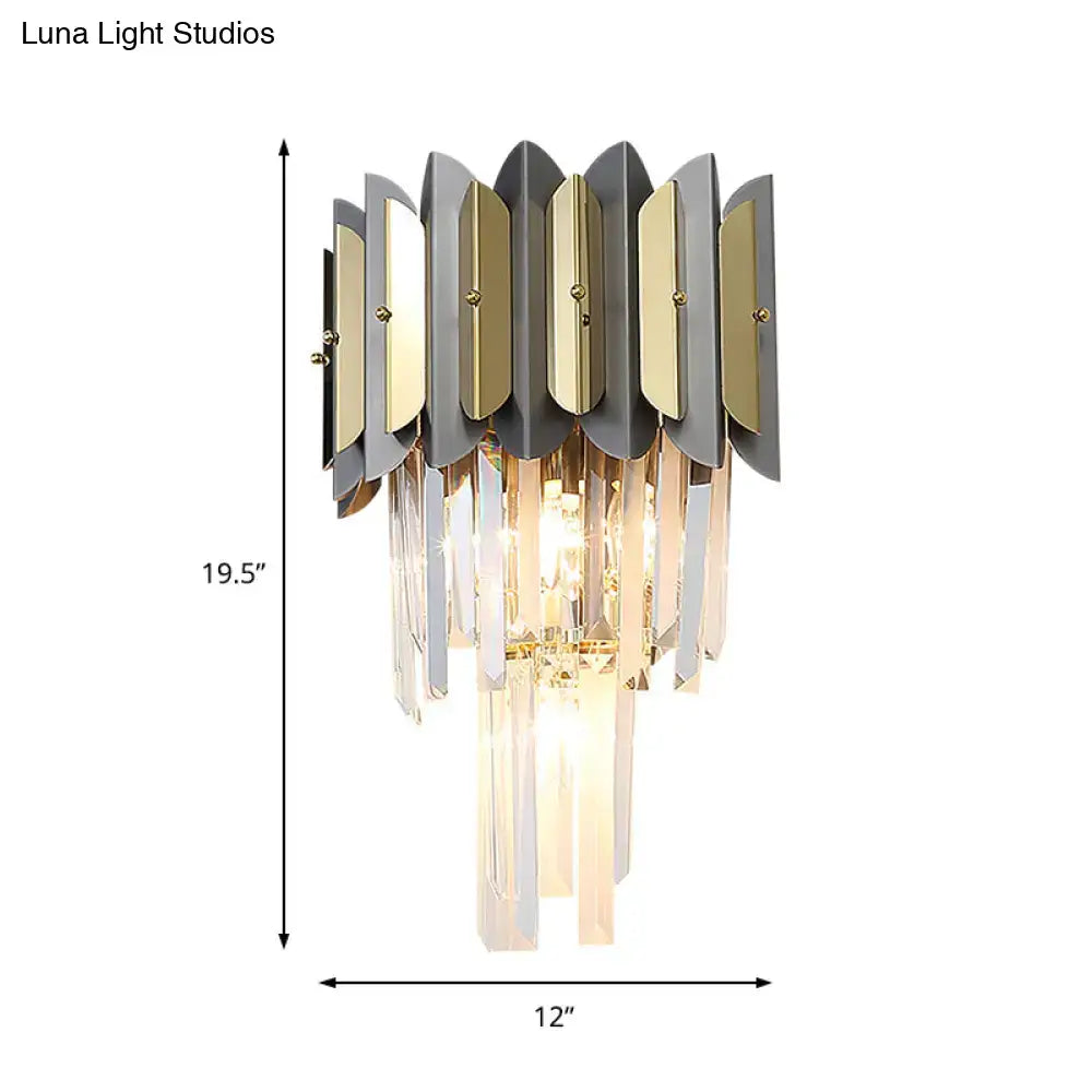 Modern gold & black crystal sconce light fixture bedroom wall light