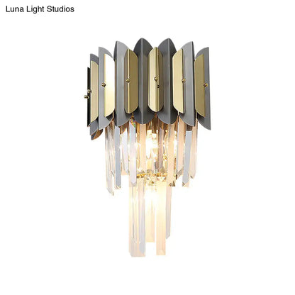 Modern gold & black crystal sconce light fixture bedroom wall light