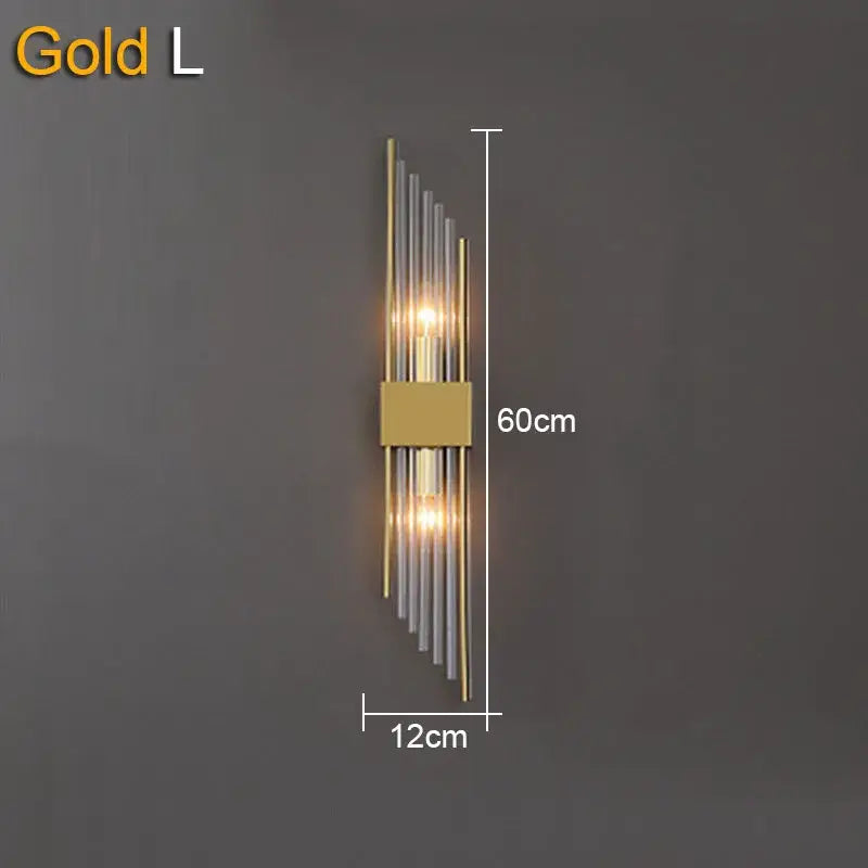 Modern gold & black crystal wall lamp for living room