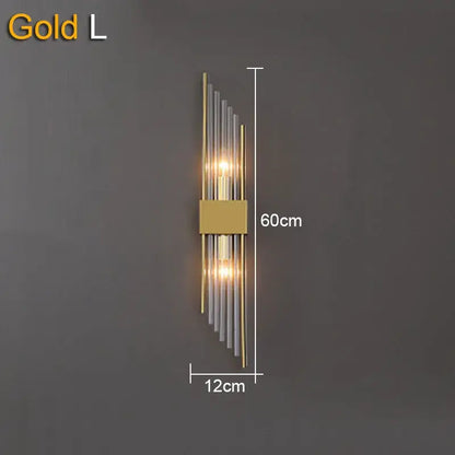 Modern gold & black crystal wall lamp for living room