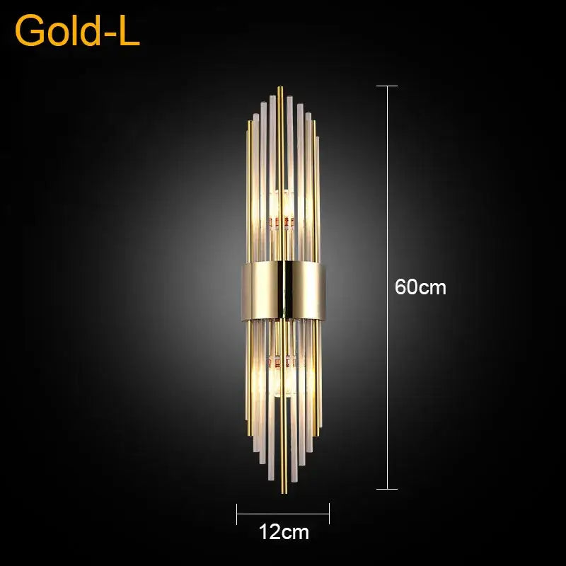 Modern gold & black crystal wall lamp for living room