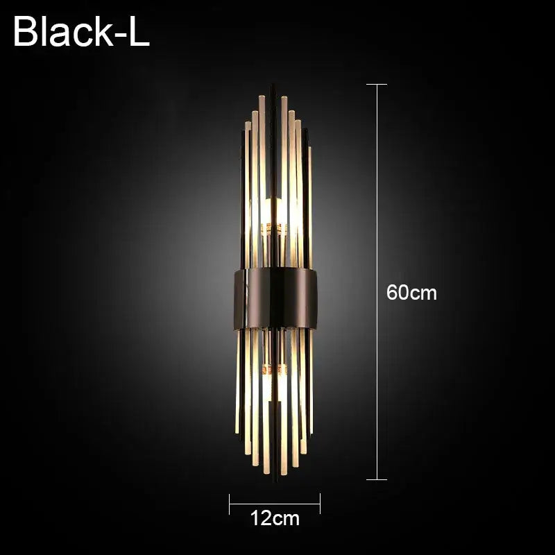 Modern gold & black crystal wall lamp for living room