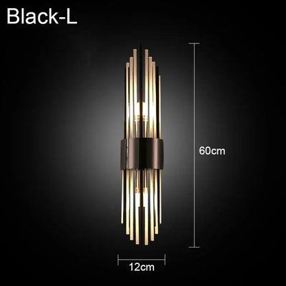 Modern gold & black crystal wall lamp for living room