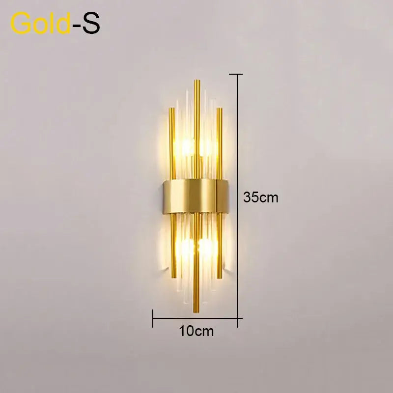 Modern gold & black crystal wall lamp for living room