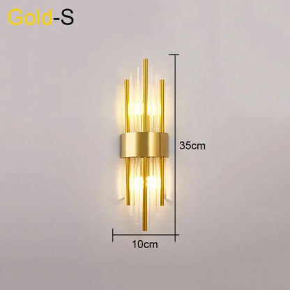 Modern gold & black crystal wall lamp for living room