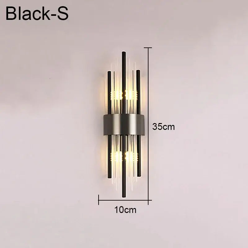 Modern gold & black crystal wall lamp for living room