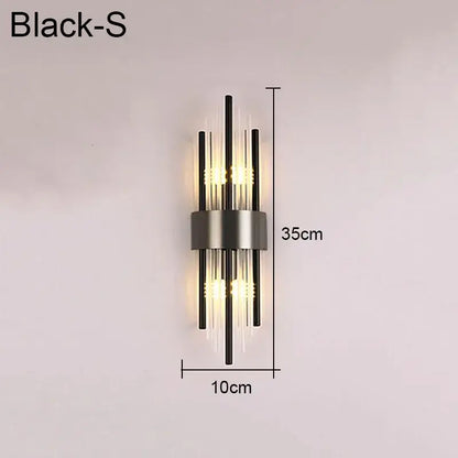 Modern gold & black crystal wall lamp for living room
