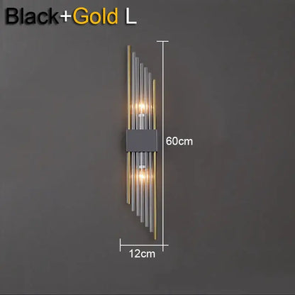 Modern gold & black crystal wall lamp for living room