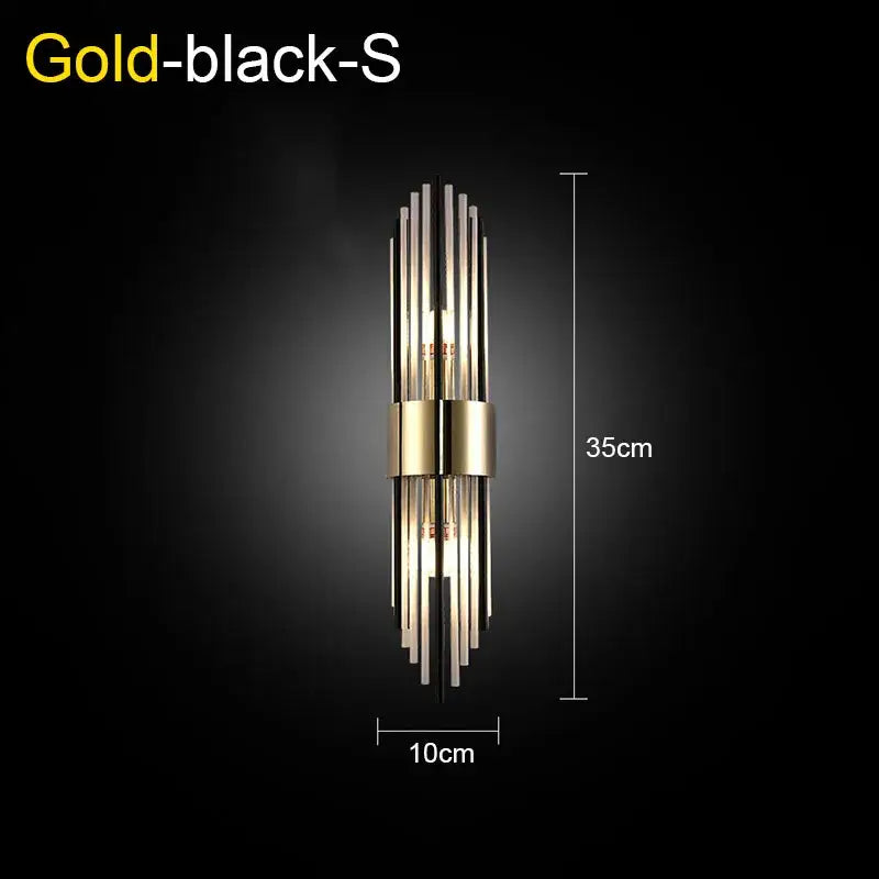 Modern gold & black crystal wall lamp for living room