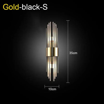 Modern gold & black crystal wall lamp for living room
