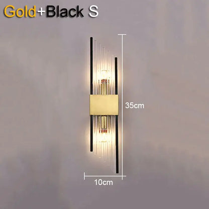 Modern gold & black crystal wall lamp for living room