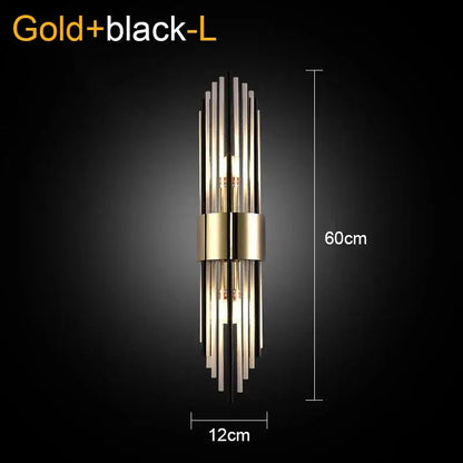 Modern gold & black crystal wall lamp for living room