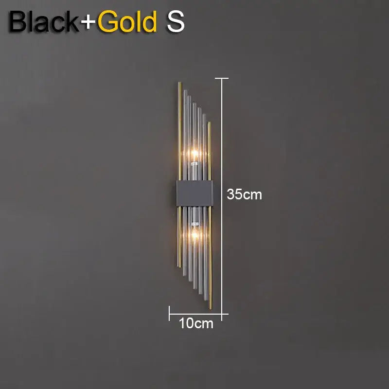 Modern gold & black crystal wall lamp for living room