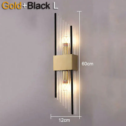Modern gold & black crystal wall lamp for living room