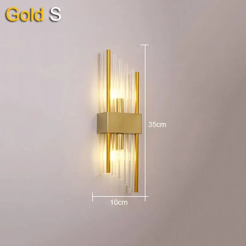 Modern gold & black crystal wall lamp for living room