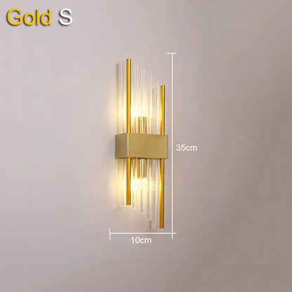 Modern gold & black crystal wall lamp for living room