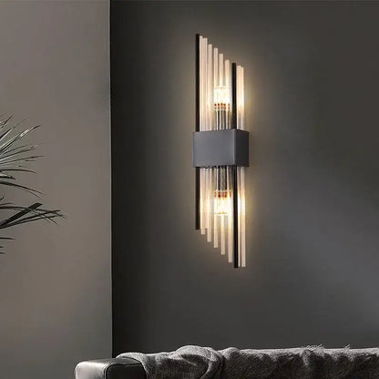Modern gold & black crystal wall lamp for living room