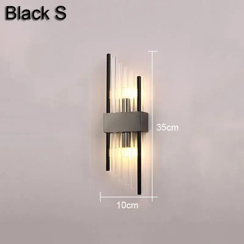 Modern gold & black crystal wall lamp for living room