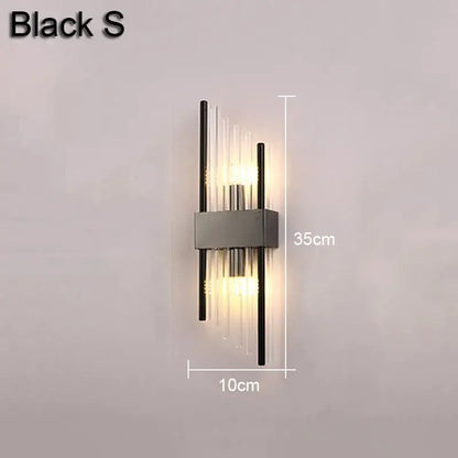 Modern gold & black crystal wall lamp for living room