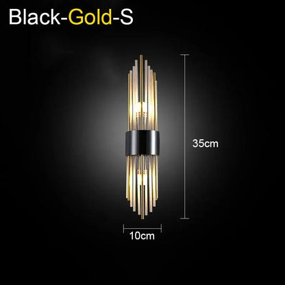 Modern gold & black crystal wall lamp for living room