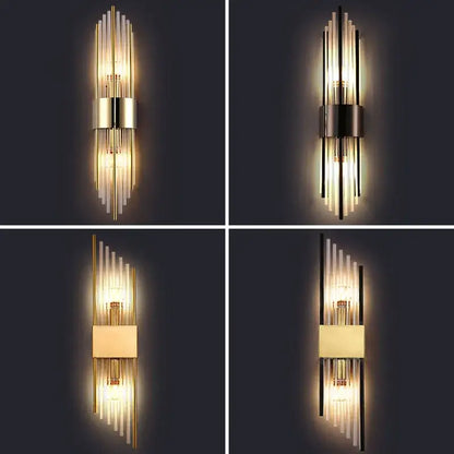 Modern gold & black crystal wall lamp for living room