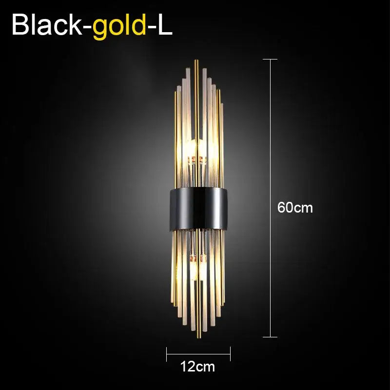 Modern gold & black crystal wall lamp for living room