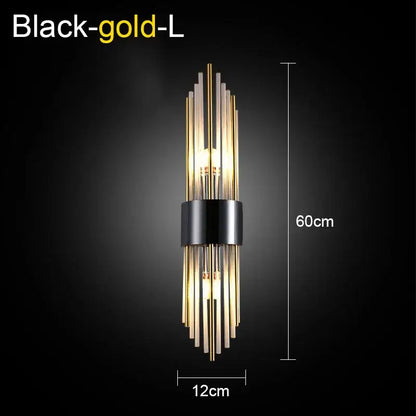 Modern gold & black crystal wall lamp for living room