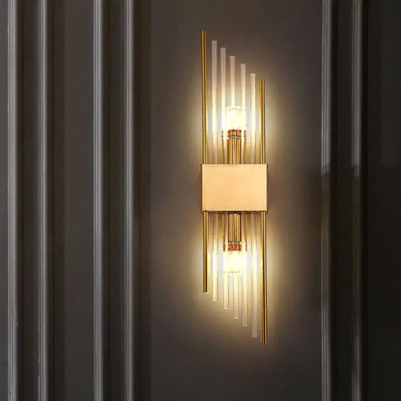 Modern gold & black crystal wall lamp for living room