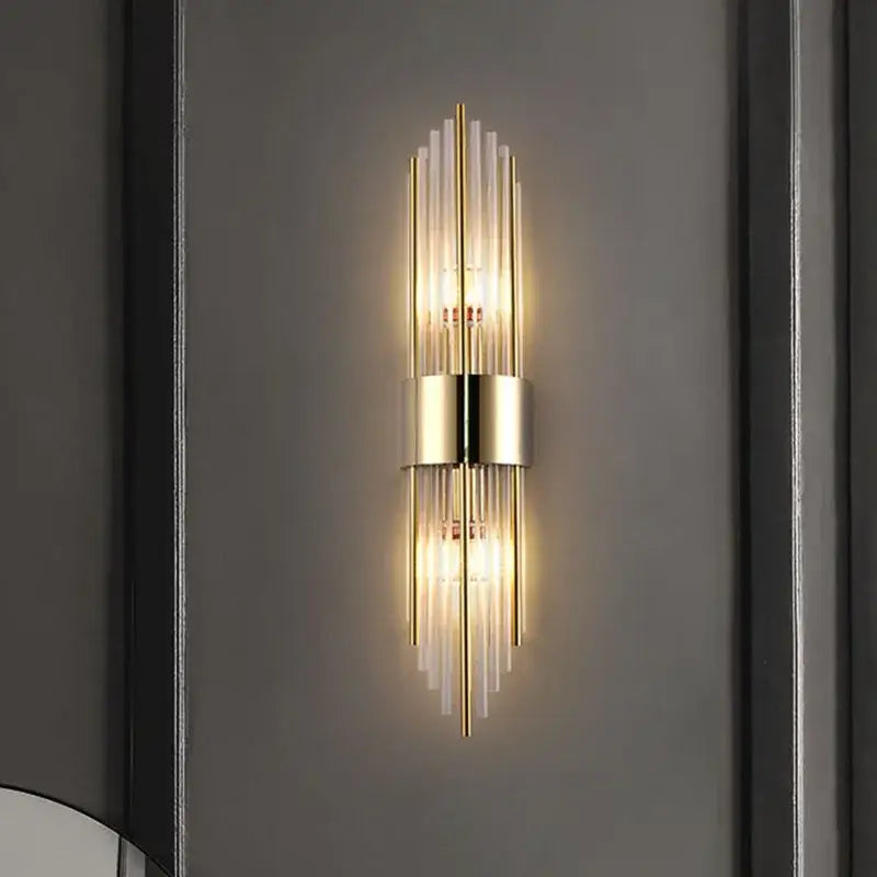 Modern gold & black crystal wall lamp for living room