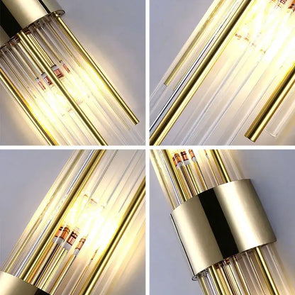 Modern gold & black crystal wall lamp for living room