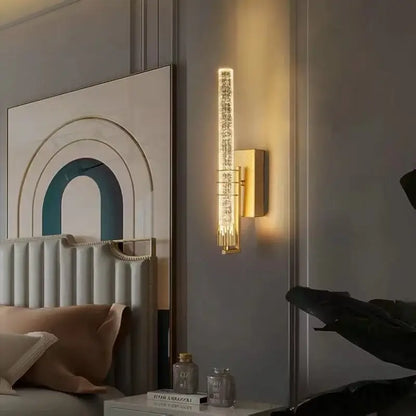 Modern gold & black crystal wall sconce bedroom led light