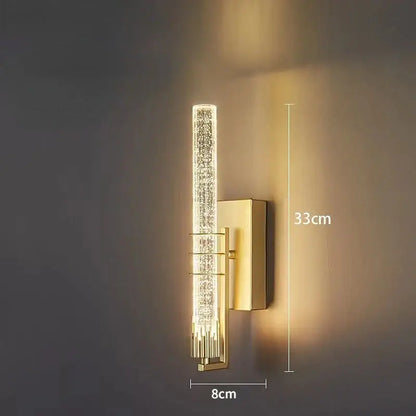 Modern gold & black crystal wall sconce bedroom led light