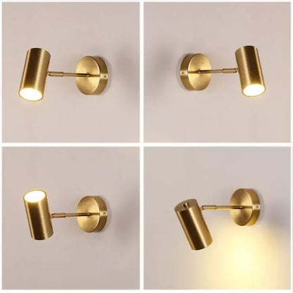 Modern gold & black cylindrical led wall lamp for living room