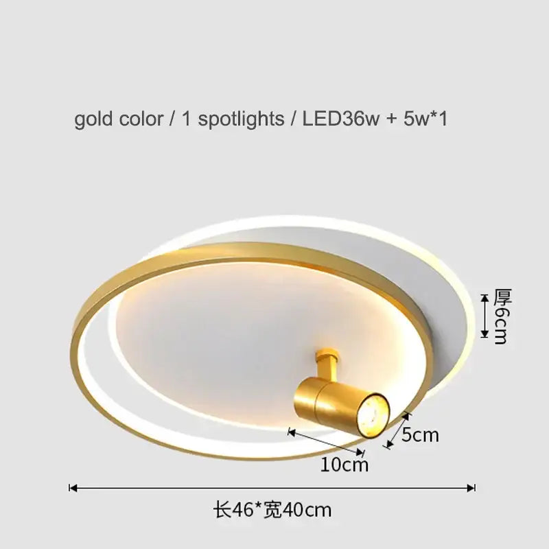 Modern gold & black dimmable led ceiling lights living room