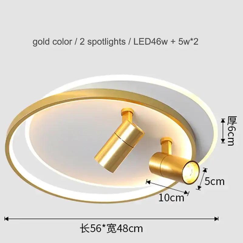 Modern gold & black dimmable led ceiling lights living room