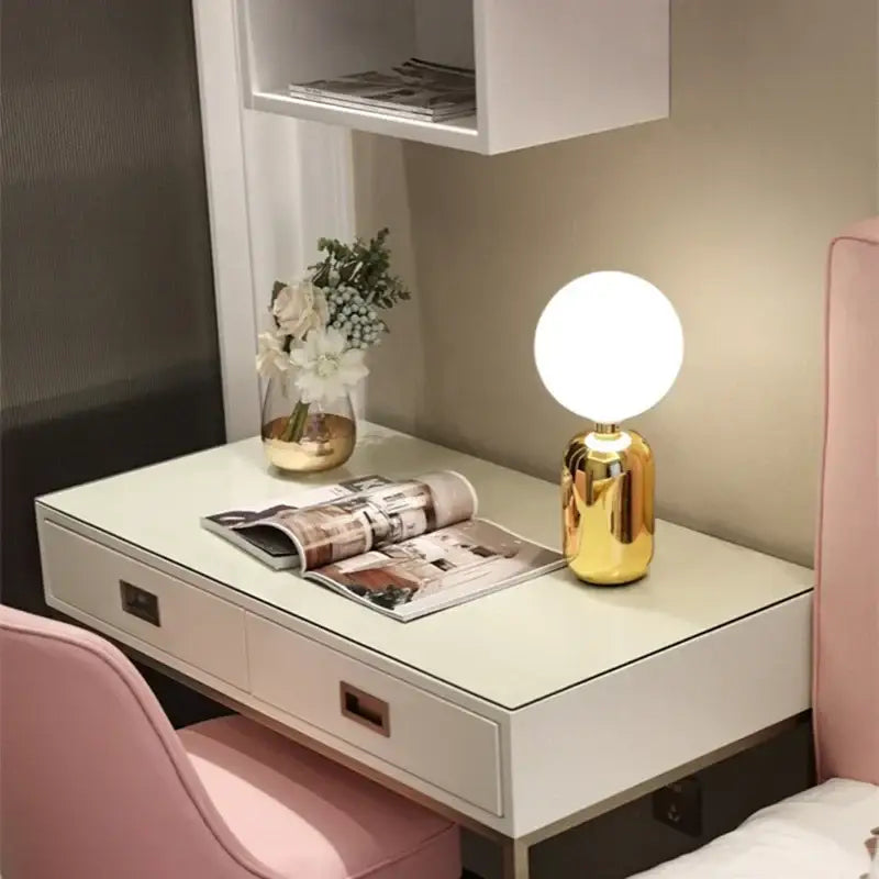 Modern gold & black decorbites glass ball led desk lamp bedroom light
