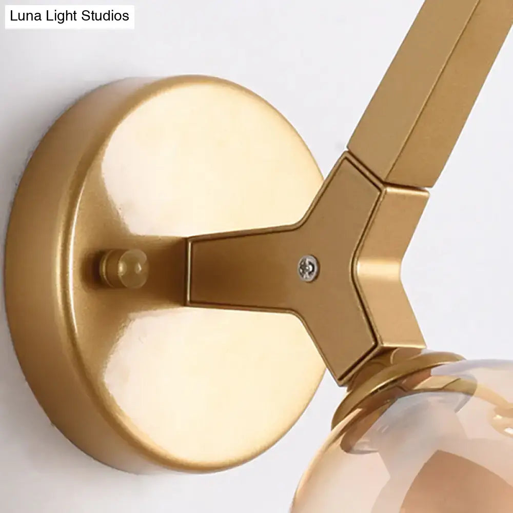 Modern gold & black double globe wall lamp corridor sconce light