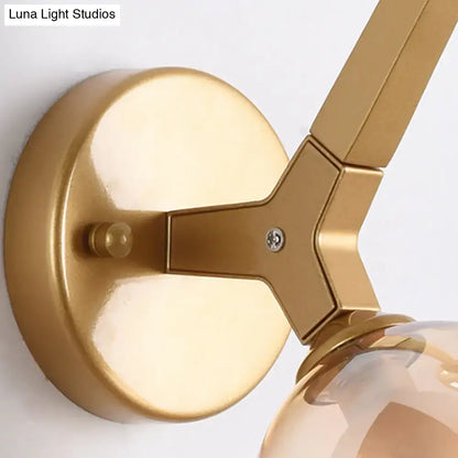 Modern gold & black double globe wall lamp corridor sconce light